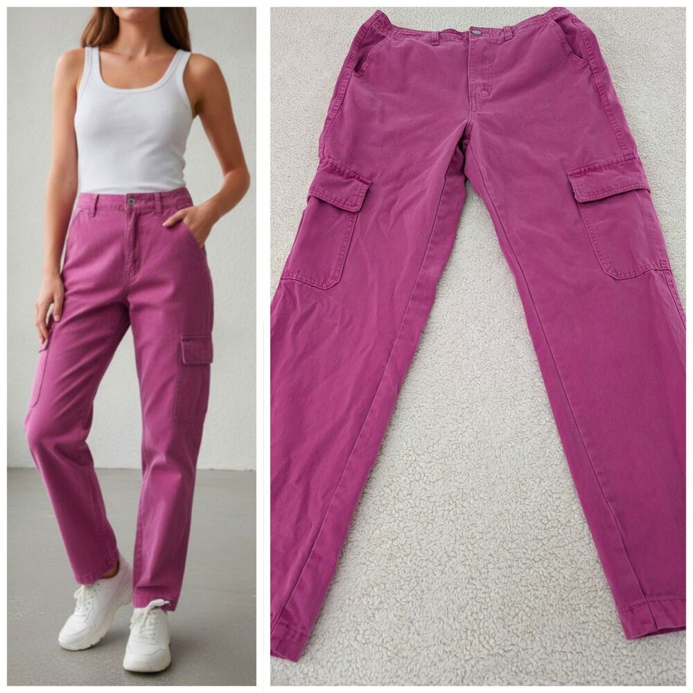 Velvet Heart Cargo Pants Women's Hot Pink Size 29 (Fit 29X28) Barbiecore Cotton